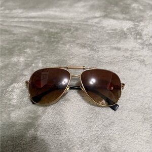 Versace Gold Aviator Sunglasses with Brown Lenses